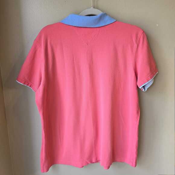 Tommy Hilfiger Women's Multicolor Polo Shirt Size XL Coral Blue Tenniscore Y2K - Picture 5 of 7
